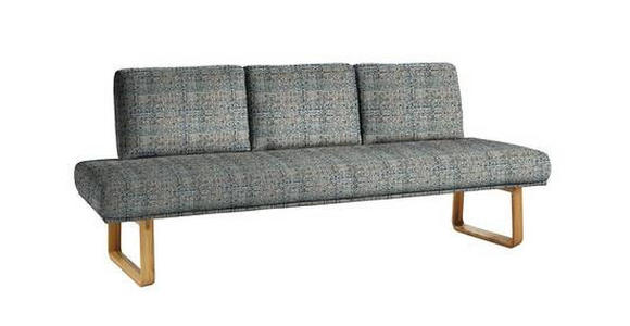 SITZBANK 224/92/78 cm  in Blau, Olivgrün  - Blau/Eichefarben, Design, Holz/Textil (224/92/78cm) - Dieter Knoll