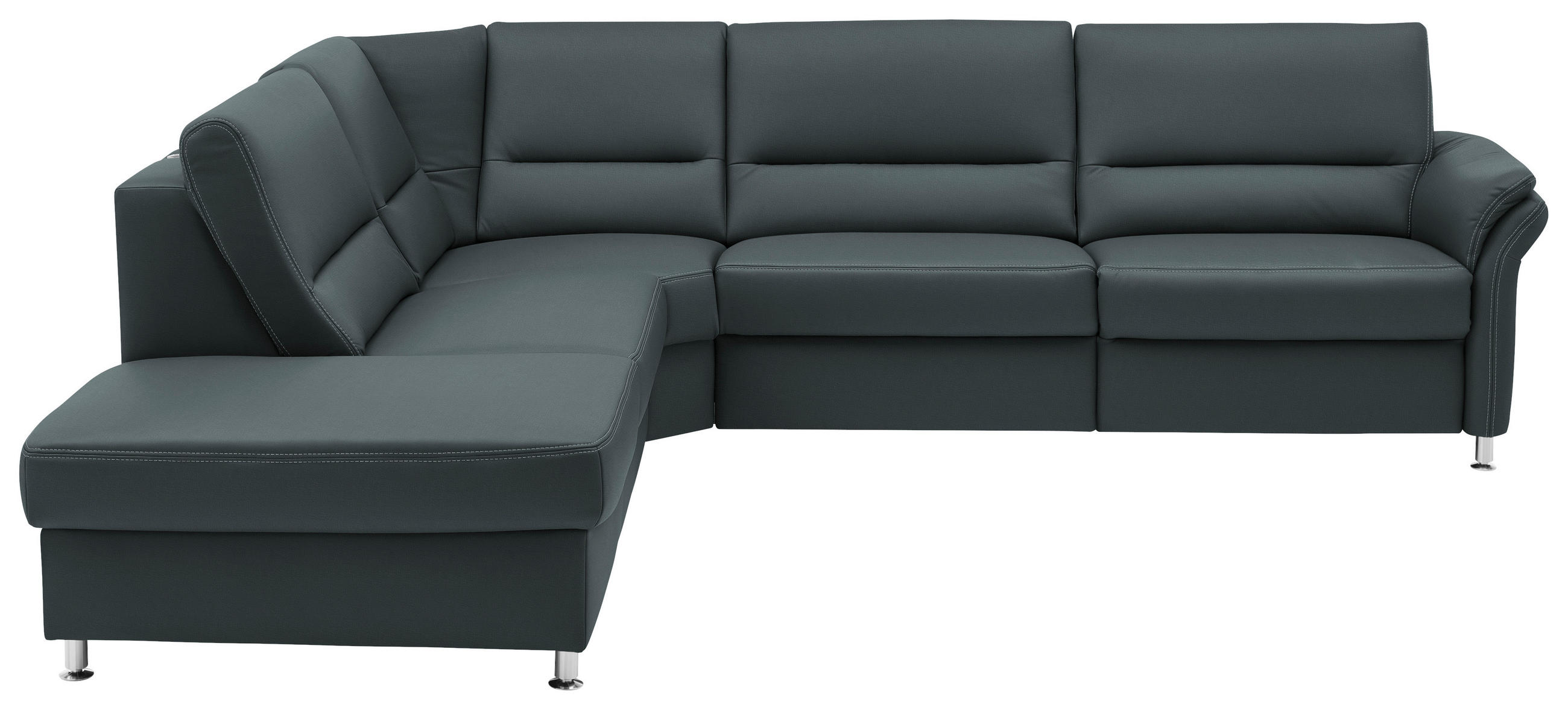 ECKSOFA in Echtleder Blaugrau  - Beige/Blaugrau, Design, Leder/Metall (249/288cm) - Beldomo Premium