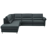 ECKSOFA in Echtleder Blaugrau  - Beige/Blaugrau, Design, Leder/Metall (249/288cm) - Beldomo Premium