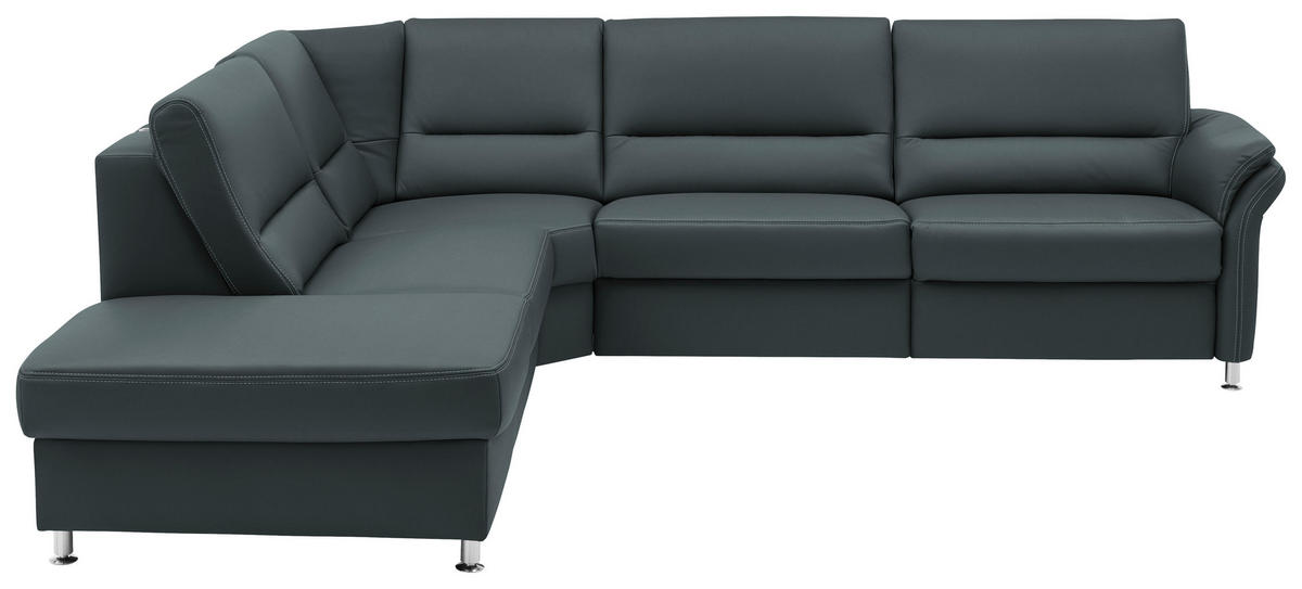 ECKSOFA in Echtleder Blaugrau  - Beige/Blaugrau, Design, Leder/Metall (249/288cm) - Beldomo Premium