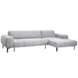 ECKSOFA in Chenille Silberfarben  311/167 cm  - Silberfarben/Schwarz, Design, Textil/Metall (311/167cm) - Xora