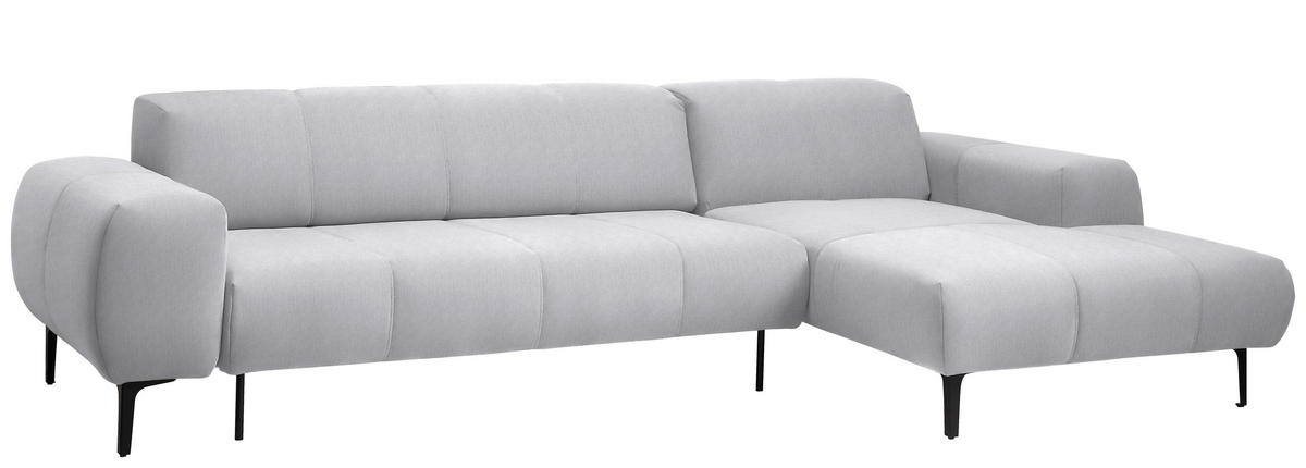ECKSOFA in Chenille Silberfarben  - Silberfarben/Schwarz, Design, Textil/Metall (311/167cm) - Xora