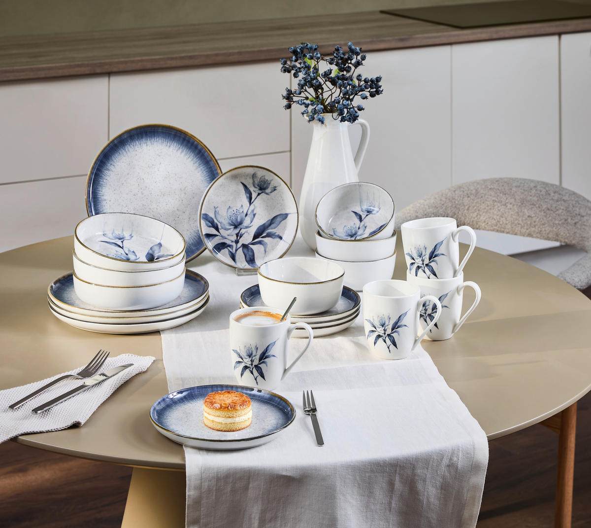 KOMBINOVANI SERVIS    - bela/plava, Lajfstajl, keramika - Landscape