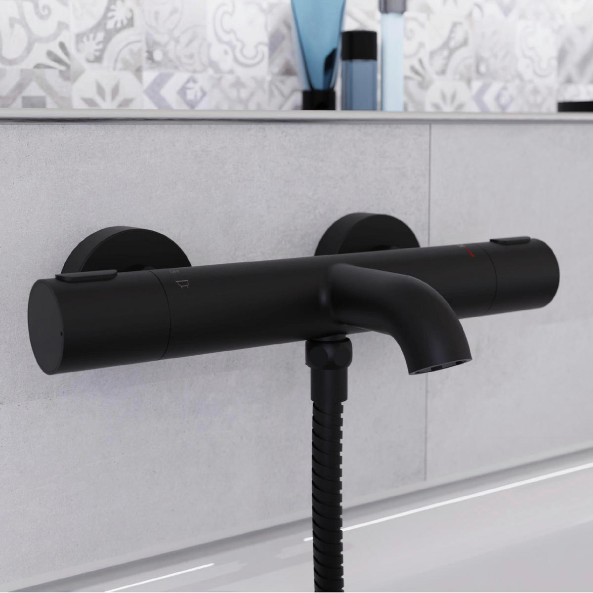 BADEWANNENARMATUR  - Schwarz, Design, Metall (28,5/4/9,5cm) - Schütte