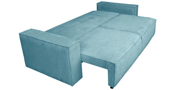 SCHLAFSOFA Cord Türkis - Türkis/Schwarz, KONVENTIONELL, Kunststoff/Textil (240/89/100cm) - Carryhome