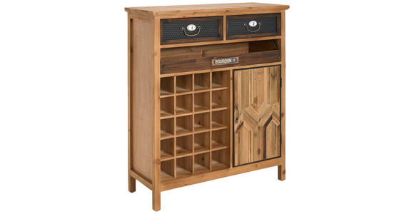 BARSCHRANK Tanne massiv Naturfarben, Schwarz  - Messingfarben/Schwarz, LIFESTYLE, Holz/Keramik (80/93/32cm) - Landscape