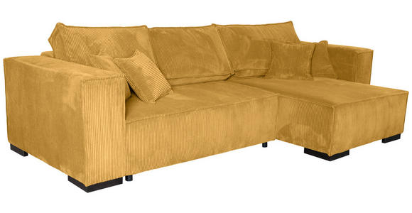 ECKSOFA  in Cord Senfgelb  - Senfgelb/Braun, KONVENTIONELL, Holz/Textil (293/160cm) - Carryhome