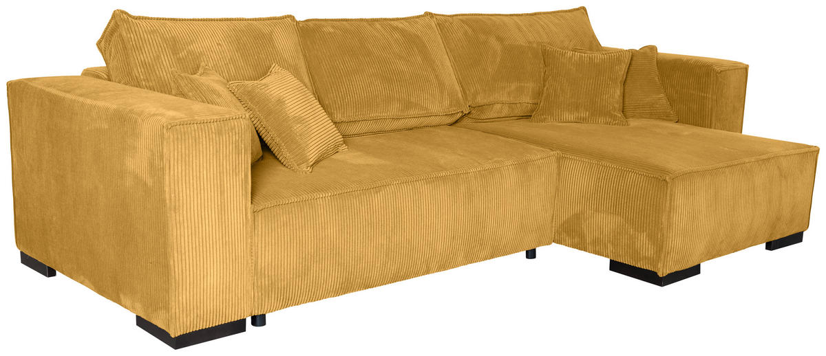 ECKSOFA in Cord Senfgelb  - Senfgelb/Braun, KONVENTIONELL, Holz/Textil (230/190cm) - Carryhome