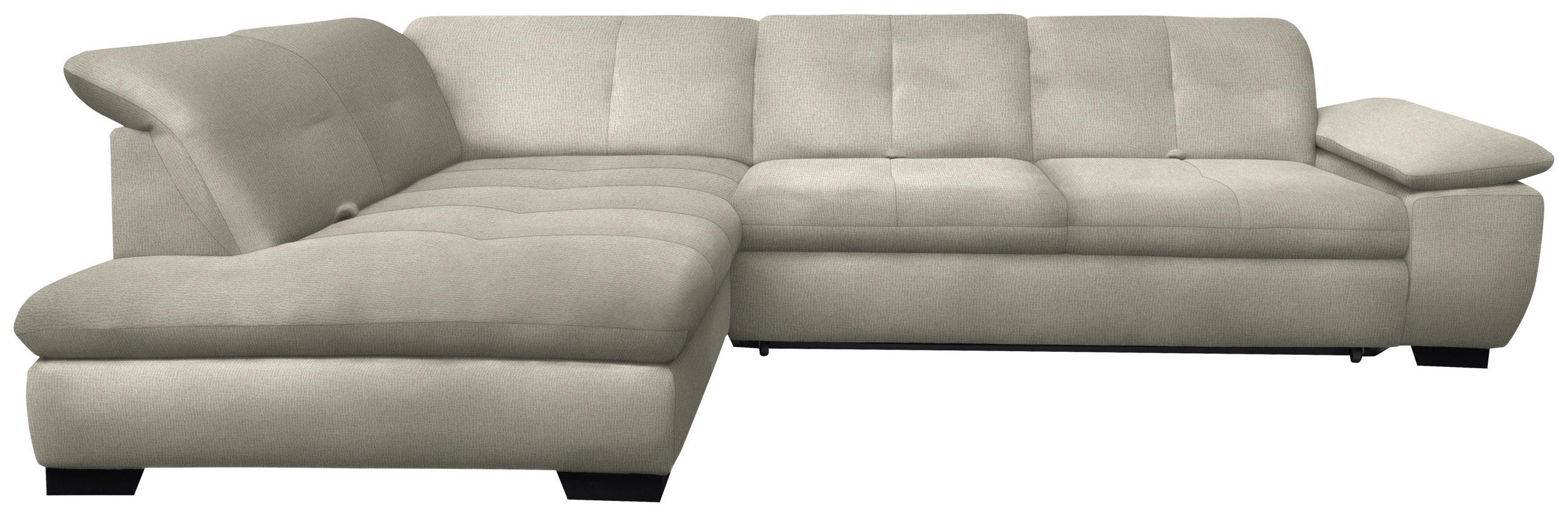 ECKSOFA in Flachgewebe Ecru  - Ecru/Schwarz, Design, Textil/Metall (242/313cm) - Xora