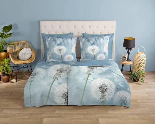 WENDEBETTWÄSCHE Wishfull Renforcé 155/220 cm  - Blau, Natur, Textil (155/220cm)