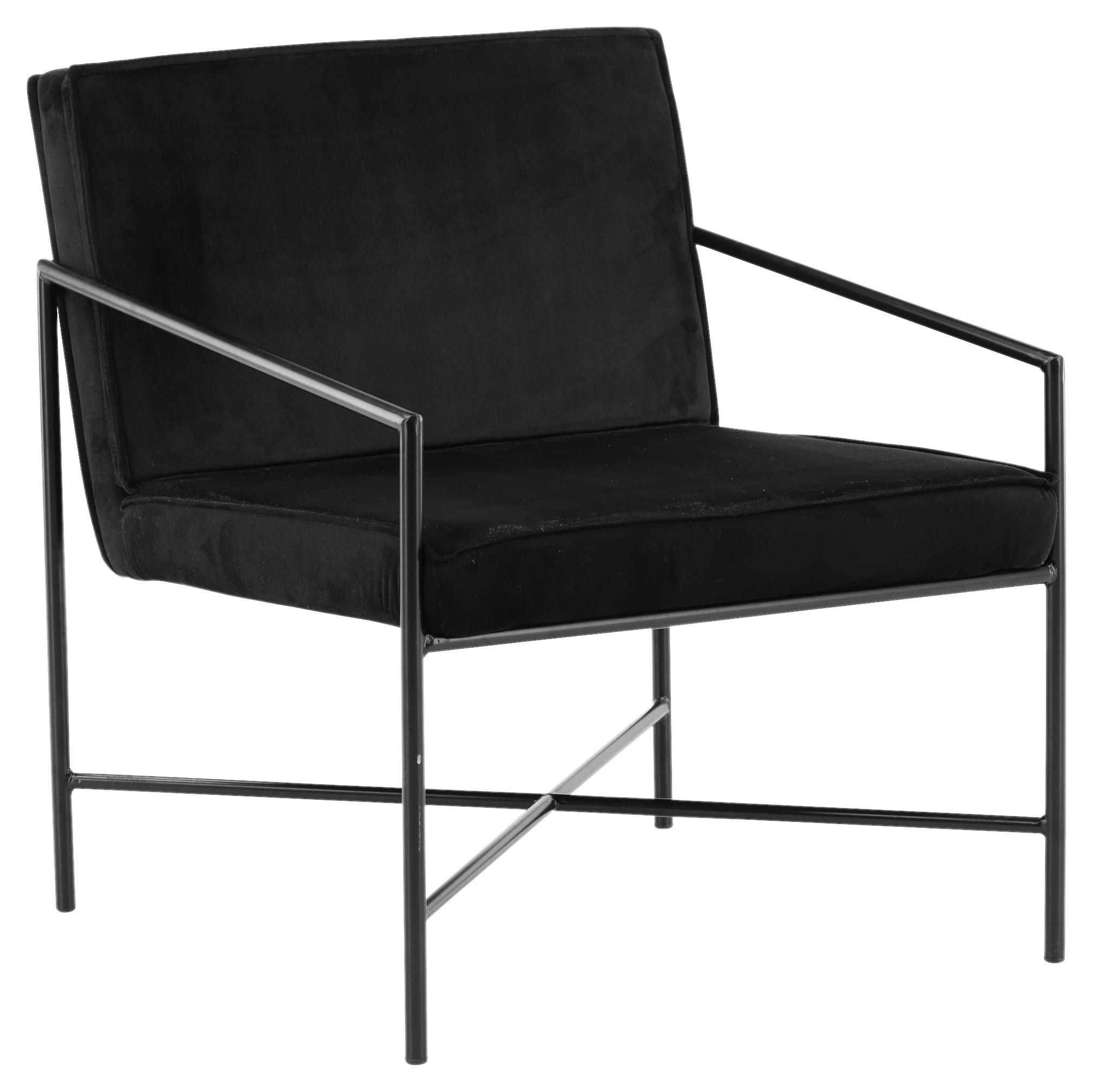 SESSEL in Samt Schwarz  - Schwarz, Design, Textil/Metall (66/78/65cm) - Livetastic