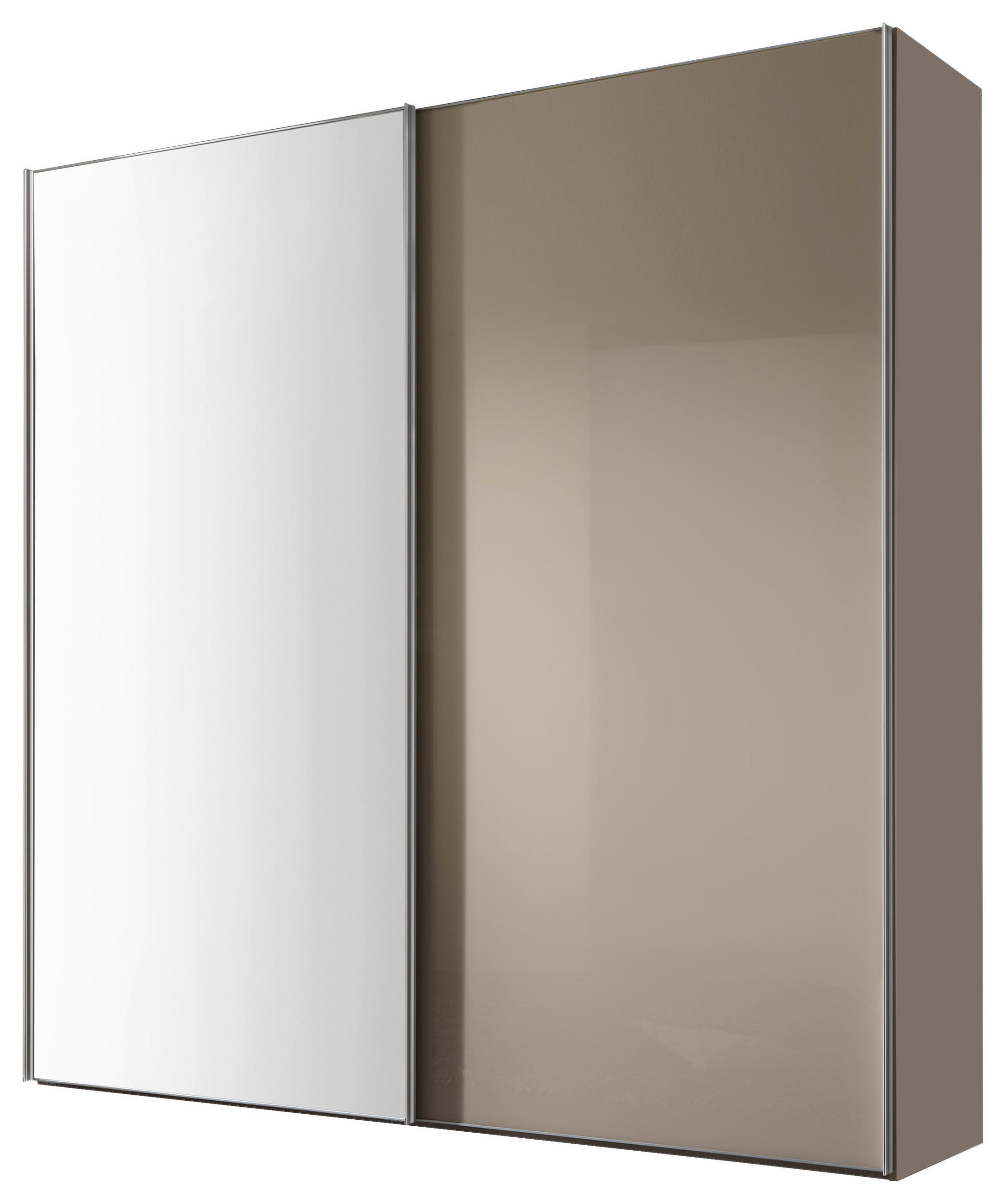 SCHWEBETÜRENSCHRANK 225/222/68 cm 2-türig Sandfarben  - Sandfarben/Chromfarben, Basics, Glas/Holzwerkstoff (225/222/68cm) - Moderano