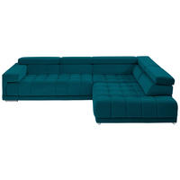 ECKSOFA Mikrofaser Petrol  - Chromfarben/Petrol, Design, Textil/Metall (326/222cm) - Beldomo Speed