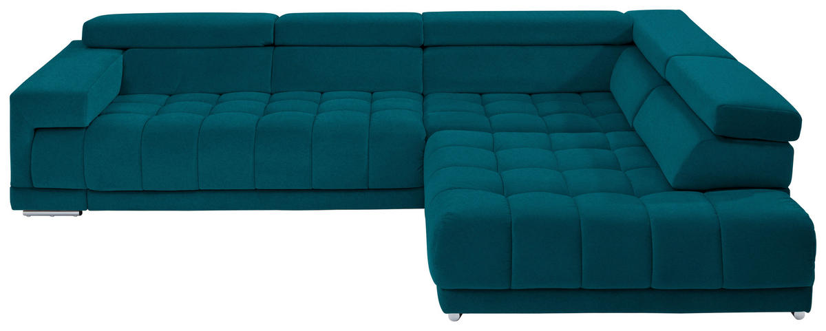 ECKSOFA Mikrofaser Petrol  - Chromfarben/Petrol, Design, Textil/Metall (326/222cm) - Beldomo Speed