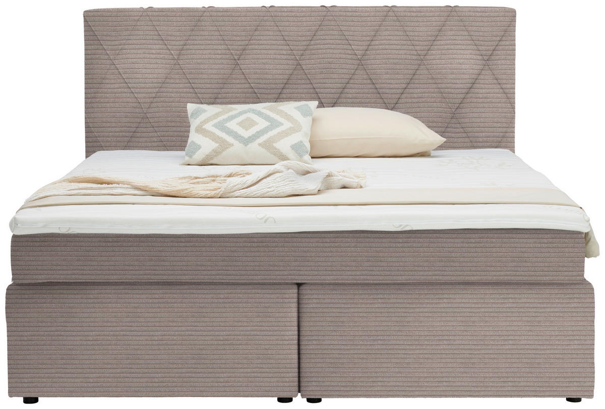 BOXSPRINGBETT 180/200 cm  in Hellrosa  - Hellrosa/Schwarz, Design, Kunststoff/Textil (180/200cm) - Xora