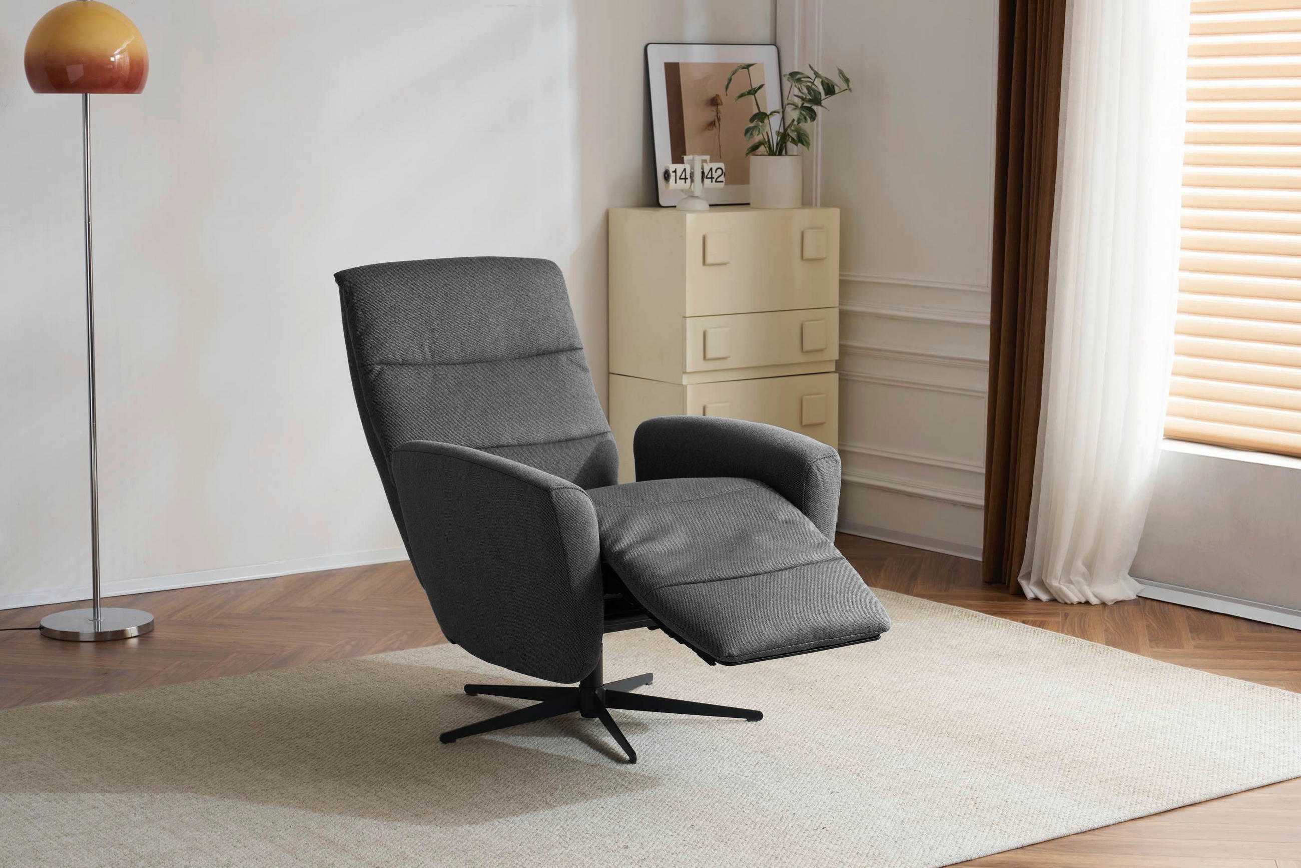RELAKS FOTELJA tekstil  tamno siva   - tamno siva/crna, Design, tekstil/metal (76/104/77cm) - Livetastic