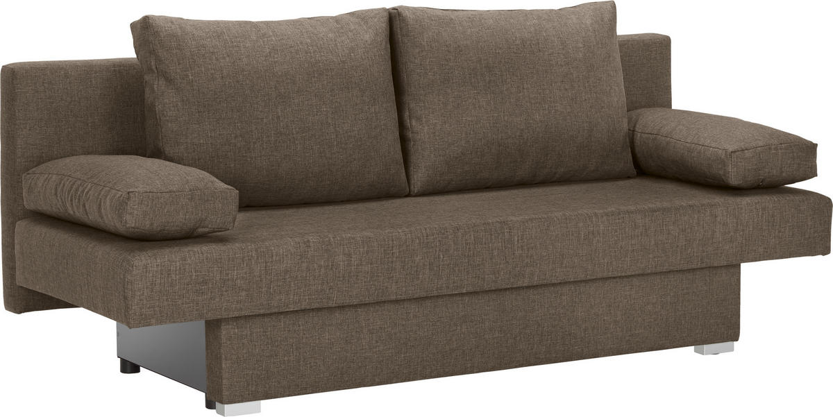 SCHLAFSOFA  mit Schlafen auf Sitzhöhe Webstoff Braun  - Alufarben/Braun, Design, Kunststoff/Textil (190/74-86/80cm) - Carryhome