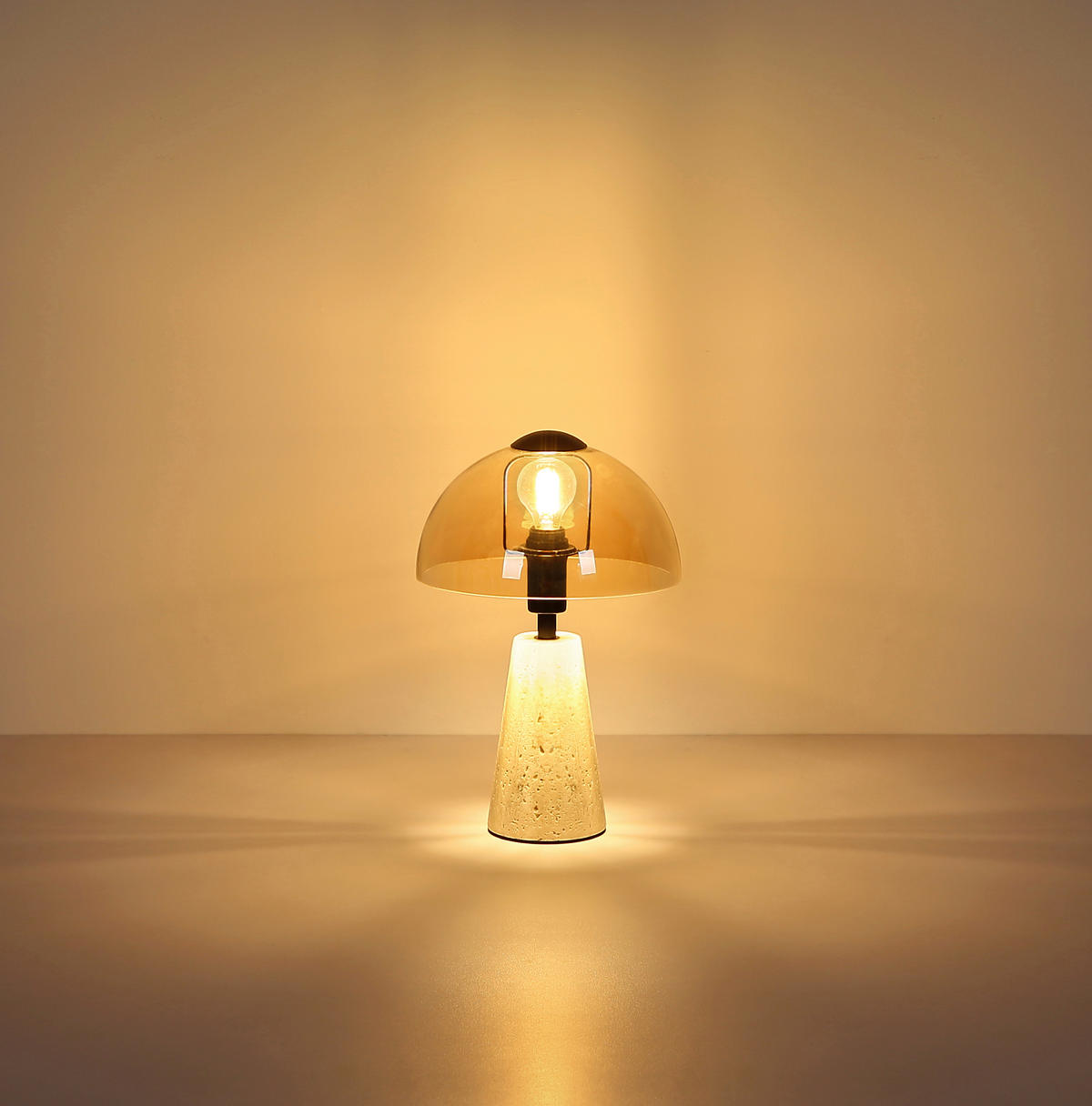 STOLNÍ LAMPA, E14, 20/31 cm  - jantarové barvy/černá, Basics, kov/sklo (20/31cm) - Globo