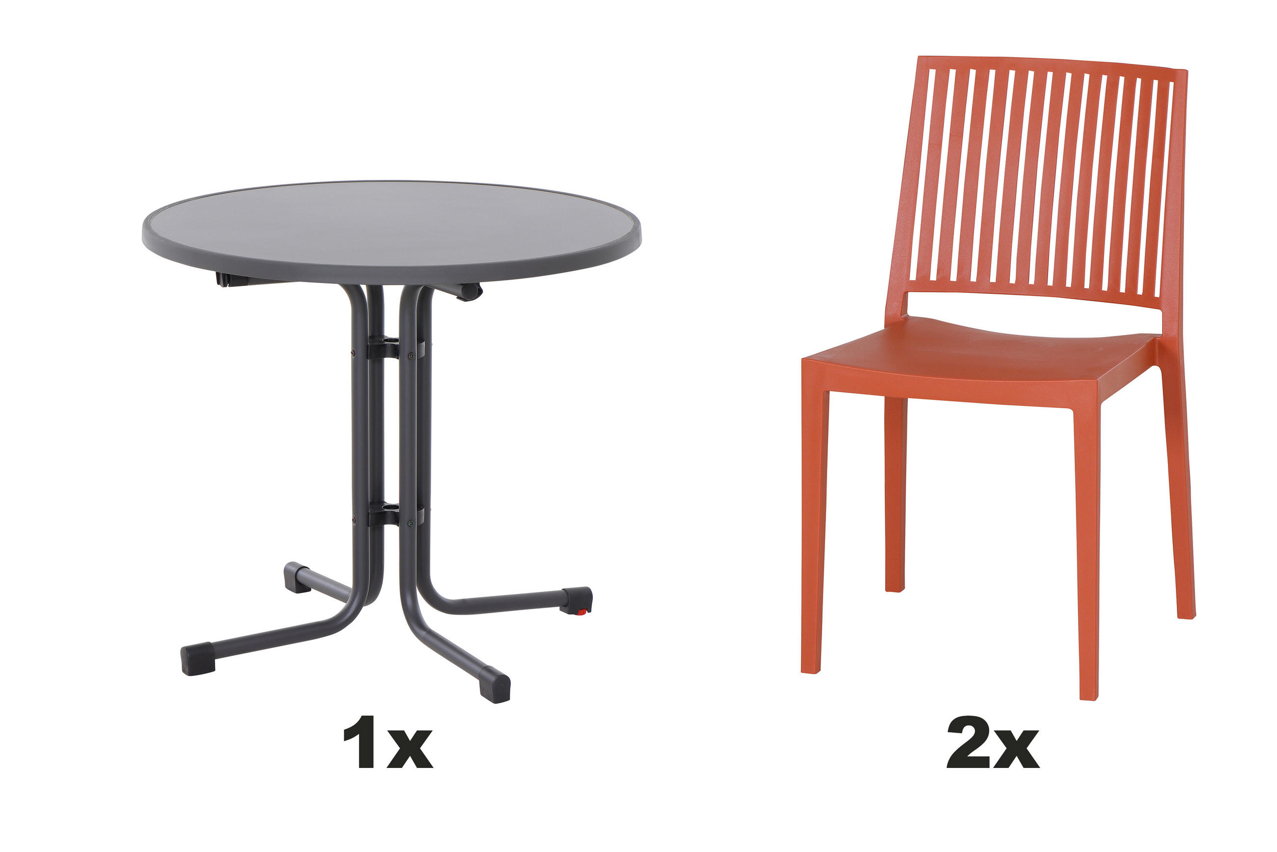 GARTENGARNITUR 3-teilig Stahl  - Rot, Basics, Kunststoff/Metall (80/80/80cm) - Siena Garden