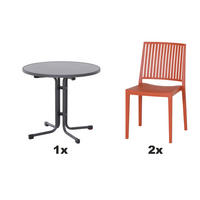 GARTENGARNITUR 3-teilig Stahl  - Rot, Basics, Kunststoff/Metall (80/80/80cm) - Siena Garden