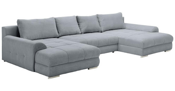 WOHNLANDSCHAFT  in Cord Dunkelgrau  - Chromfarben/Dunkelgrau, KONVENTIONELL, Kunststoff/Textil (180/376/180cm) - Carryhome