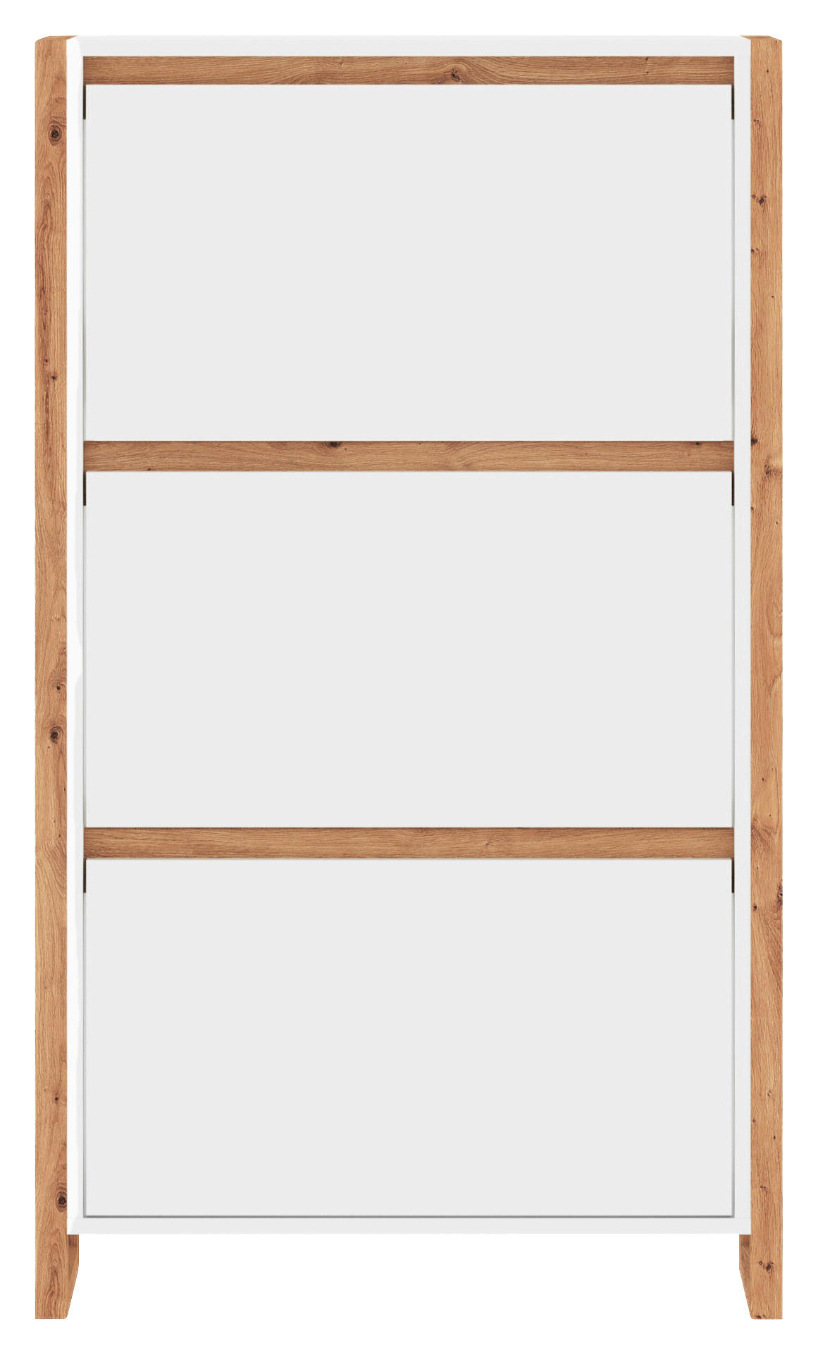 SCHUHKIPPER - Weiss/Eiche Artisan, Design, Holzwerkstoff (70/125/25cm) - MID.YOU