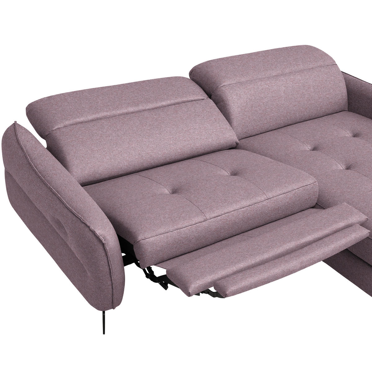 ECKSOFA MANTA in Flachgewebe Altrosa  246/175 cm  - Schwarz/Altrosa, Design, Textil/Metall (246/175cm) - Celina