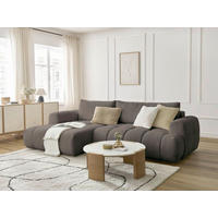 ECKSCHLAFSOFA FUJI Bouclé Taupe  inkl.  - Taupe/Schwarz, MODERN, Kunststoff/Textil (160/292cm)