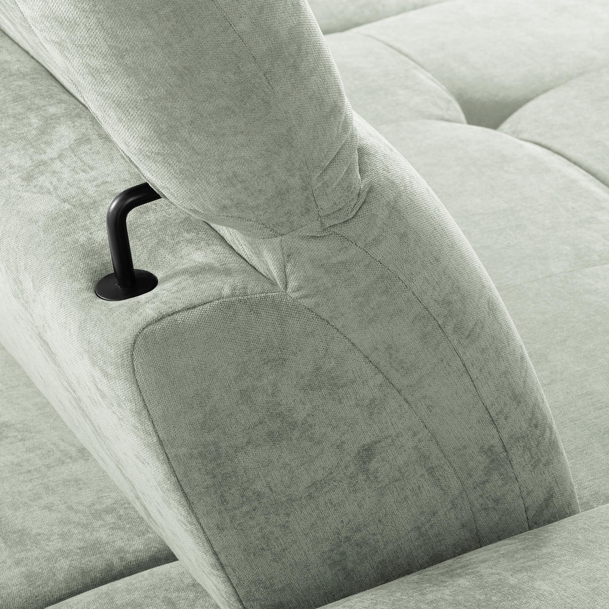 ECKSOFA PRADO Mintgrün Webstoff Bettkasten, Kopfteilverstellung, Sitztiefenverstellung  - Schwarz/Mintgrün, Design, Textil/Metall (195/268cm) - Livetastic
