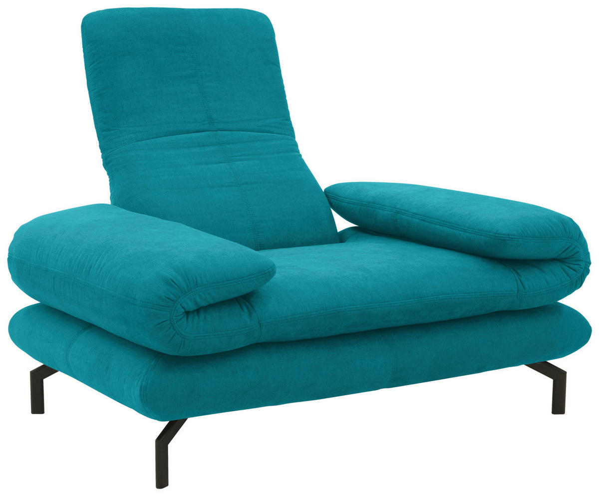 SESSEL mit Funktion Webstoff Türkis    - Türkis/Schwarz, Design, Textil/Metall (139 (197)/83 (110)/98cm) - LOOKS by W.Joop