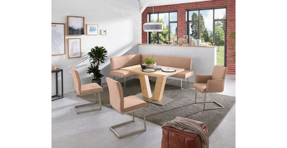 ECKBANK 137/185 cm  in Edelstahlfarben, Sandfarben  - Sandfarben/Edelstahlfarben, Design, Textil/Metall (137/185cm) - Dieter Knoll