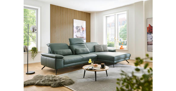 ECKSOFA in Echtleder Opal  - Opal/Schwarz, Design, Leder/Metall (193/332cm) - Dieter Knoll