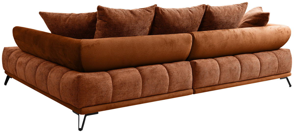ECKSOFA Kupferfarben Chenille Zierkissen, Rückenkissen, Rücken echt  - Schwarz/Kupferfarben, MODERN, Textil/Metall (262/184cm) - MID.YOU