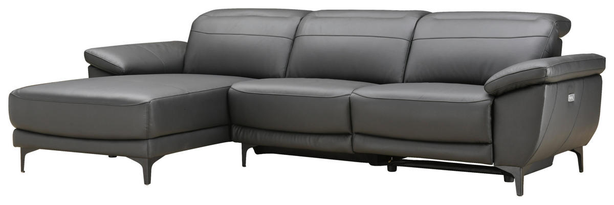 Freisteller von Xora ECKSOFA inkl. Funktionen Schwarz Echtleder, Kombination Echtleder/Lederlook Lederlook.
