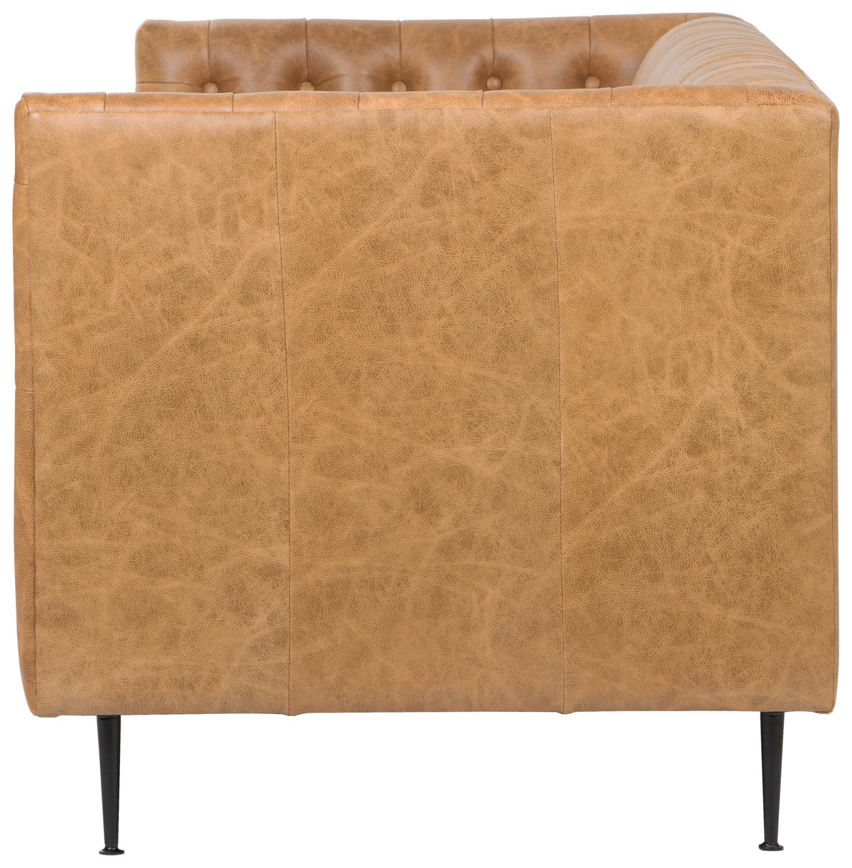 CHESTERFIELD-SESSEL Echtleder Cognac  - Cognac/Schwarz, LIFESTYLE, Leder/Metall (78/81/73,5cm) - Livetastic