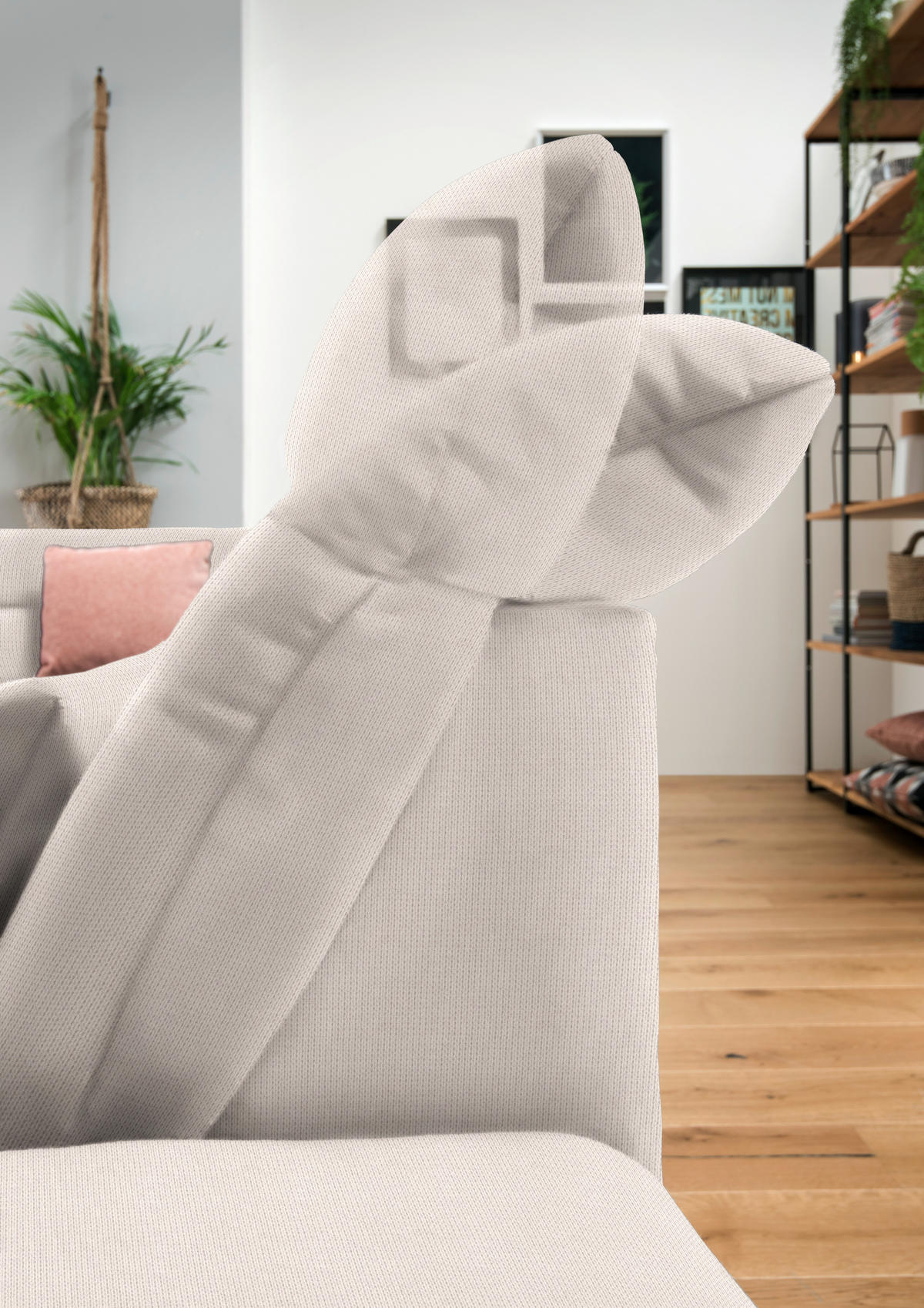 WOHNLANDSCHAFT Mikrofaser Ecru  - Chromfarben/Ecru, Design, Kunststoff/Textil (211/350/204cm) - Xora