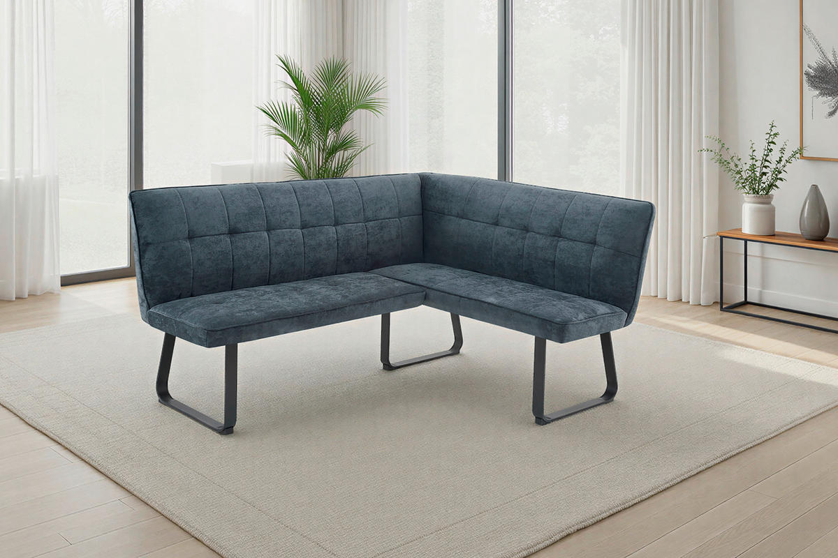 ECKBANK 168/128 cm  in Dunkelgrau  - Dunkelgrau/Schwarz, MODERN, Textil/Metall (168/128cm) - MID.YOU