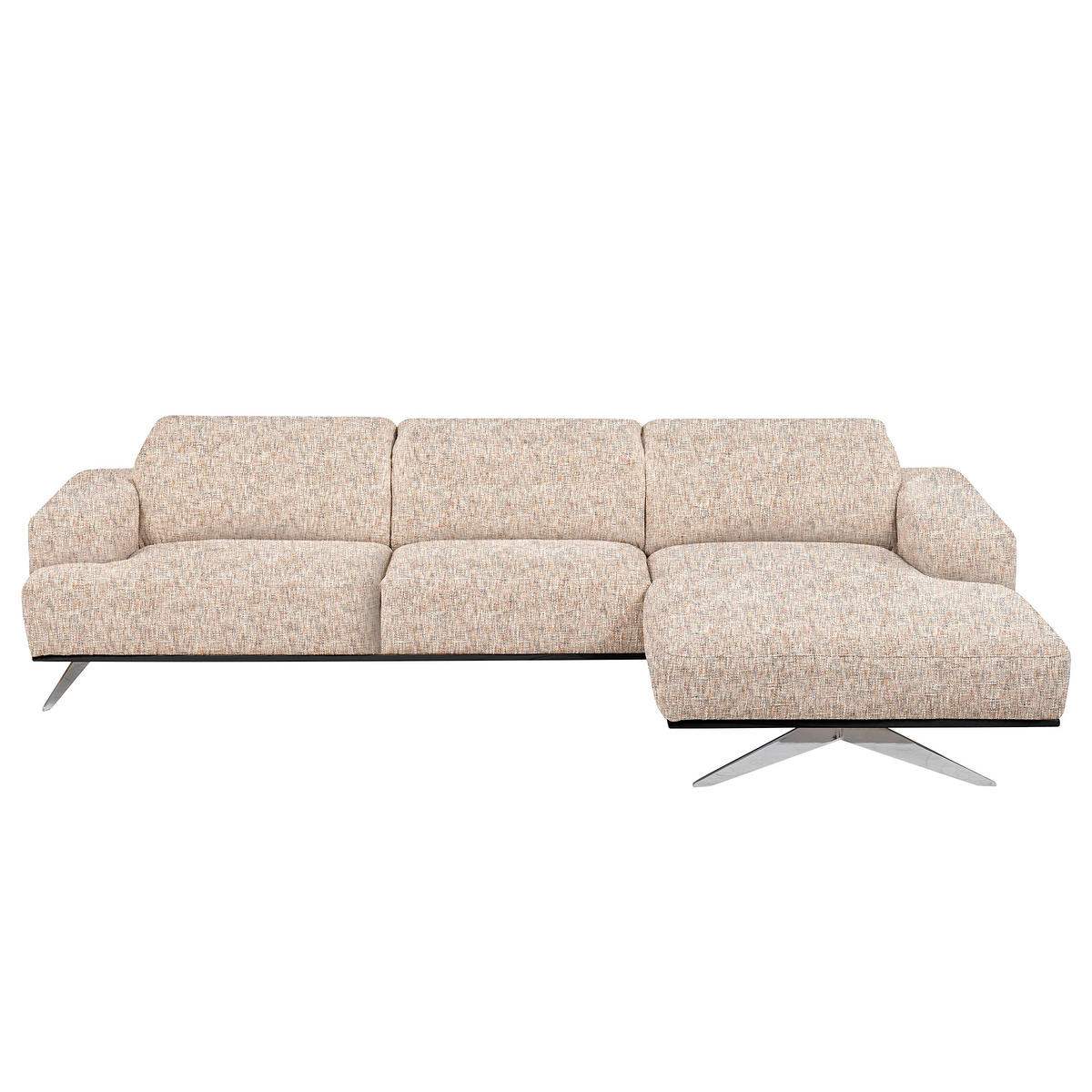 ECKSOFA PORTLAND in Struktur Blau, Gelb, Rot, Weiß Kopfteilverstellung  295/187 cm  - Chromfarben/Blau, Design, Holz/Textil (295/187cm) - Livetastic