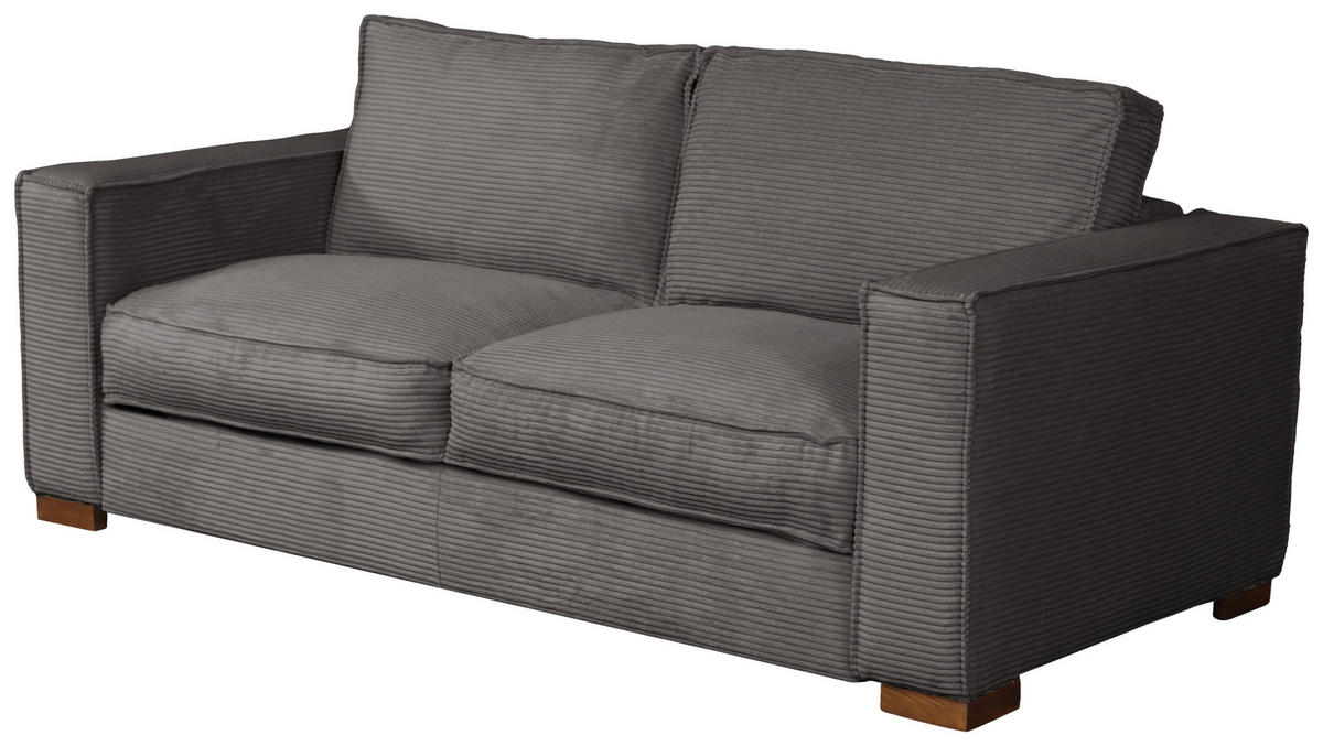 SCHLAFSOFA in Cord Grau  - Dunkelbraun/Grau, Design, Holz/Textil (203/85/99cm) - MID.YOU