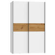 SCHWEBETÜRENSCHRANK  in Weiß, Eichefarben  - Eichefarben/Alufarben, Design, Holzwerkstoff/Metall (120/190,5/61,2cm) - Carryhome