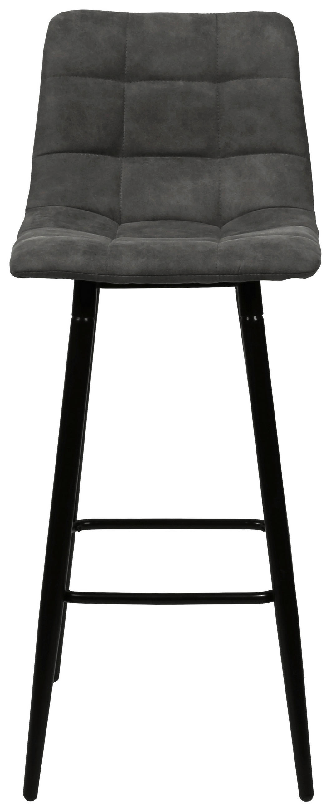 BARHOCKER Mikrofaser Grau, Schwarz Stahl  - Schwarz/Grau, Design, Textil/Metall (42/104/51cm) - Carryhome