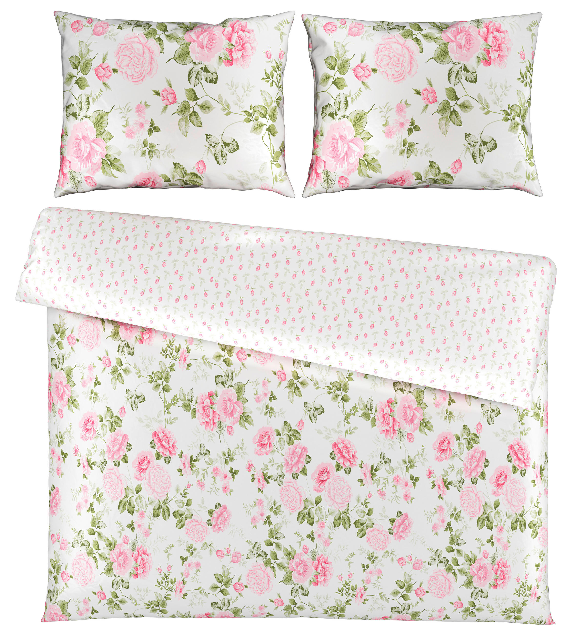 OBOJESTRANSKA POSTELJNINA ROSES 220/240 cm saten večbarvno  - večbarvno, Konvencionalno, tekstil (220/240cm) - Esposa