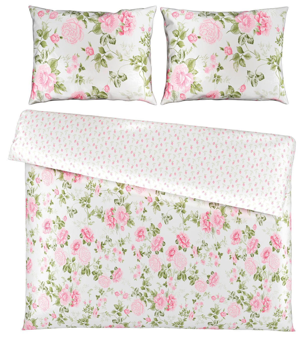 OBOJESTRANSKA POSTELJNINA ROSES 220/240 cm saten večbarvno  - večbarvno, Konvencionalno, tekstil (220/240cm) - Esposa