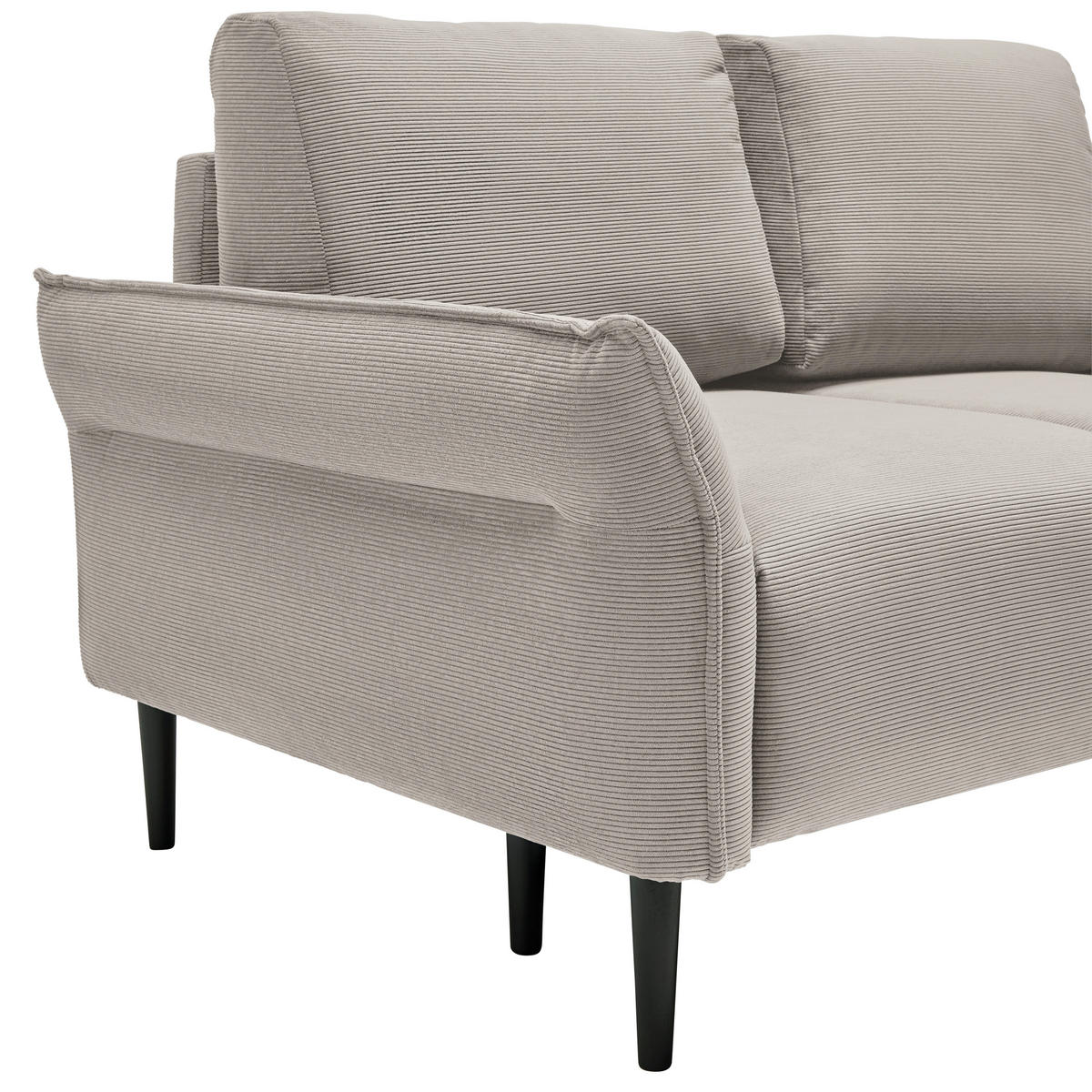 2-SITZER-SOFA Cord Taupe  - Taupe/Schwarz, Modern, Holz/Textil (150/85/92cm) - MID.YOU