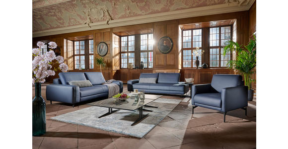 3-SITZER-SOFA in Leder Dunkelblau - Anthrazit/Dunkelblau, Design, Leder/Metall (230/70/109cm) - Johann Jakob