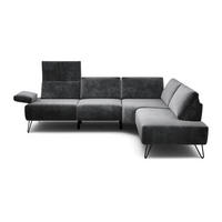 ECKSOFA Cosy in Samt Anthrazit  248-263/193 cm  - Anthrazit/Schwarz, Design, Textil/Metall (248-263/193cm) - SENSOO