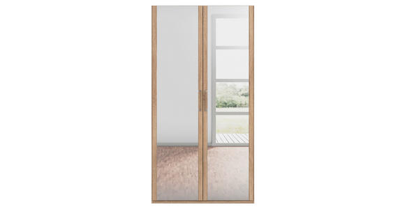DREHTÜRENSCHRANK 101/197/60 cm 2-türig Sonoma Eiche - Silberfarben/Sonoma Eiche, Design, Glas/Holzwerkstoff (101/197/60cm) - Novel