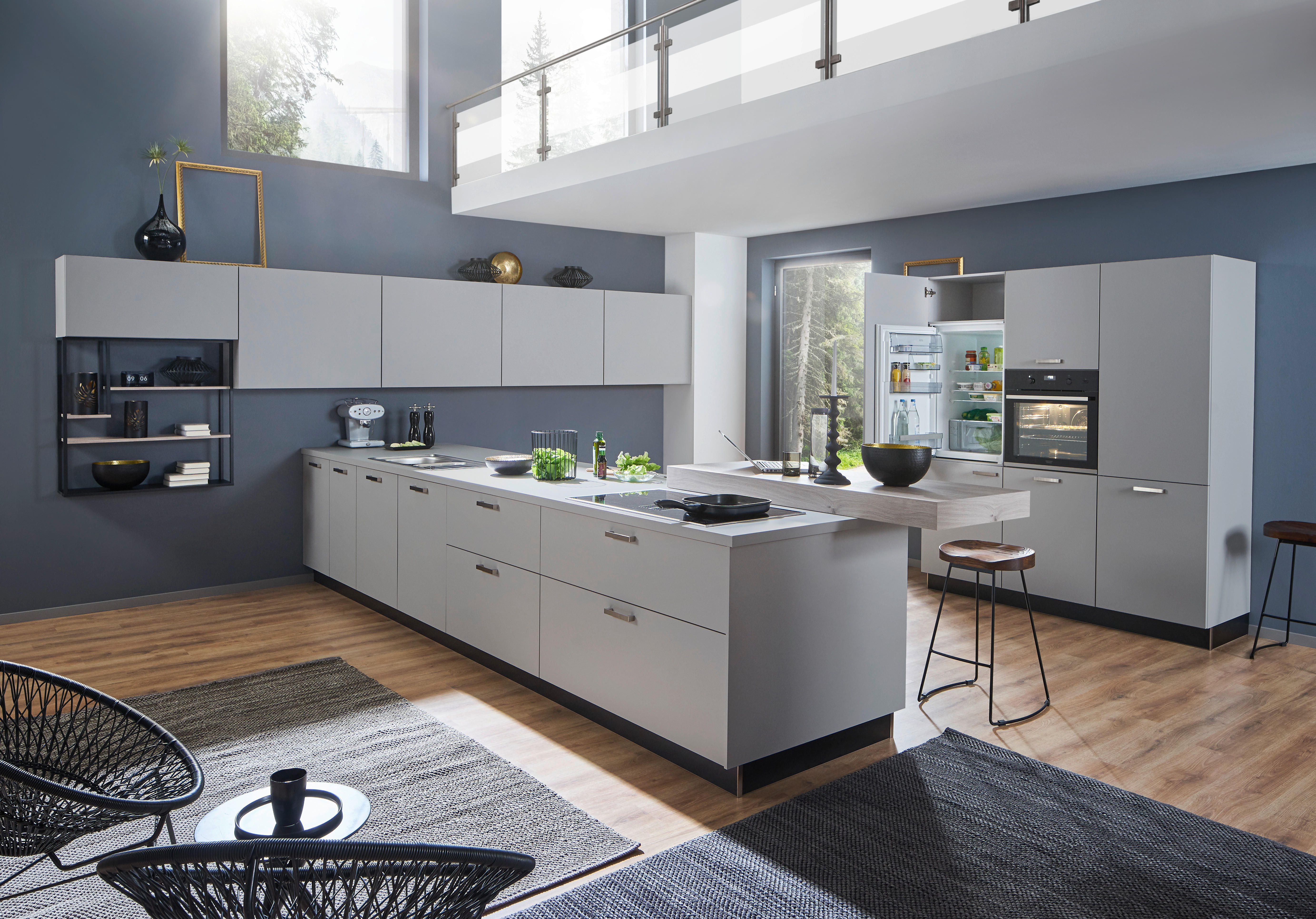 EINBAUKÜCHE DK001  - Grau, Design, Holzwerkstoff - Dieter Knoll
