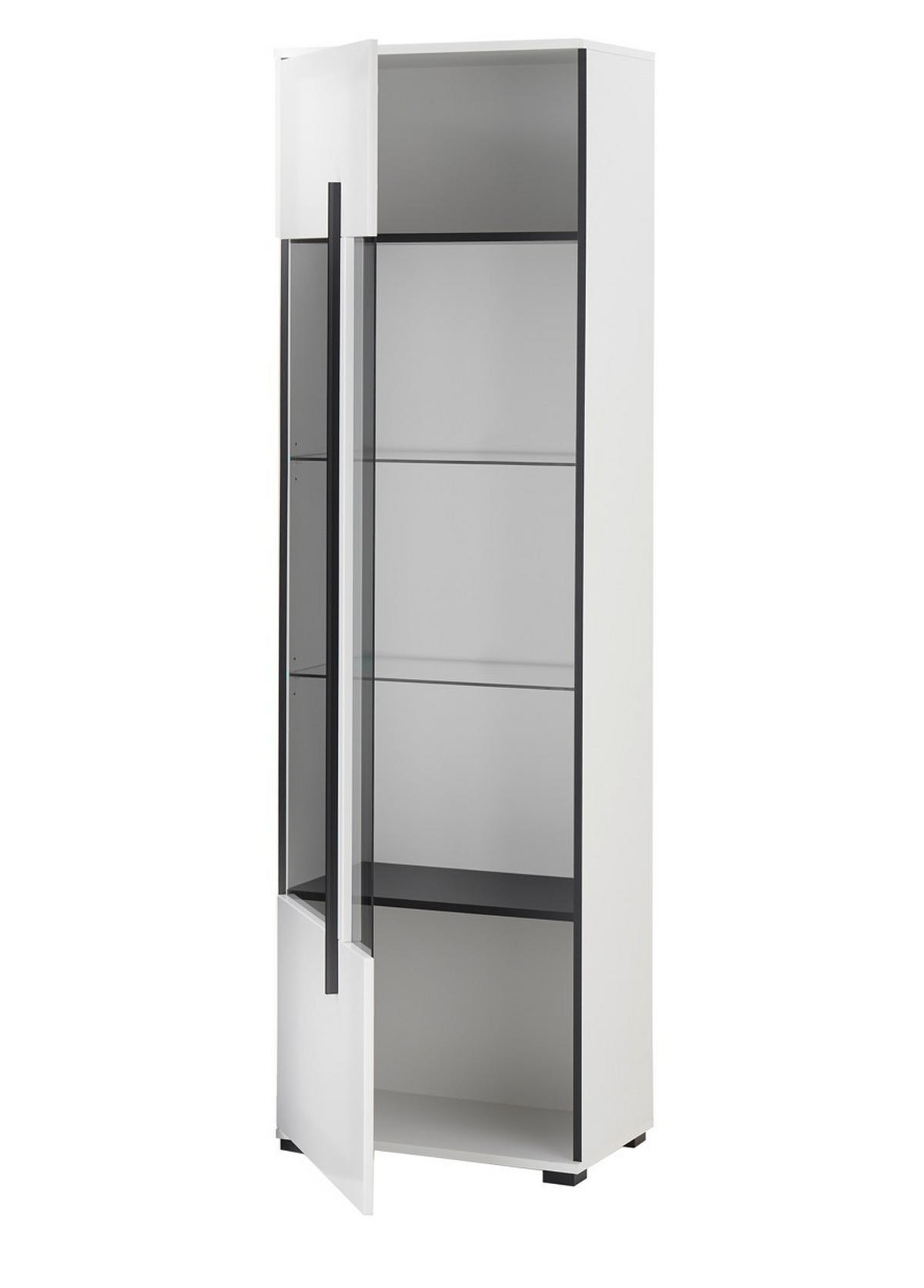 VITRINE  in Weiß Hochglanz  - Weiß Hochglanz/Schwarz, Design, Glas/Holzwerkstoff (60/200/37cm) - Livetastic