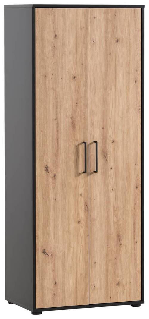 AKTENSCHRANK Schwarz, Eiche Artisan  - Schwarz/Eiche Artisan, MODERN, Holzwerkstoff (65,1/163,6/41cm) - MID.YOU
